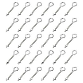 uxcell M4x40mm Eye Hooks Screws Bolts Kit, 30pcs Carbon Steel Hanger Eyelet Hooks Screw with Hex Nuts for Metal Hook, Wood Terminal Ring Hooks
