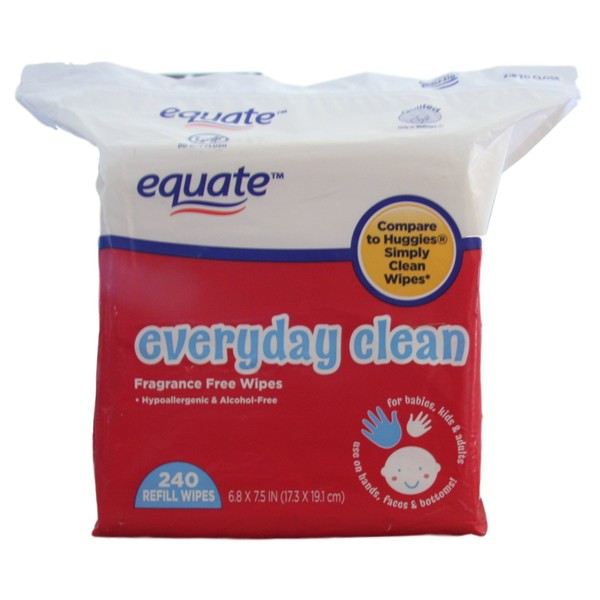 Equate - Everyday Clean - Baby Wipe Refill - Fragrance Free - 240 Count