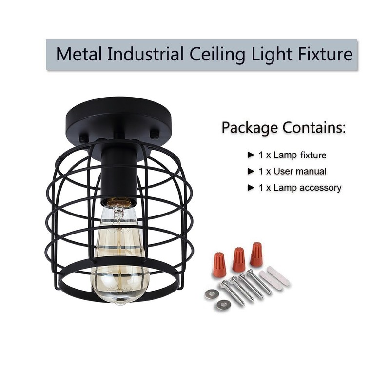 Create for Life® Industrial Vintage Flush Mount Ceiling Light,Rustic Metal
