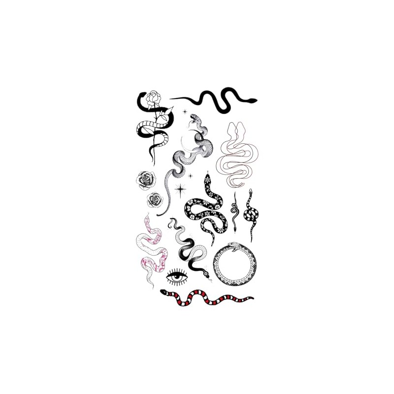 MapofBeauty 2 pcs Black Snake Prints Temporary Waterproof Tattoo Sticker