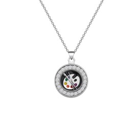 FUSTMW Artist Necklace Gift Future Artist Gifts Paint Brush Pendant Painter Gifts Art Student Gifts Artist Jewelry (silver)