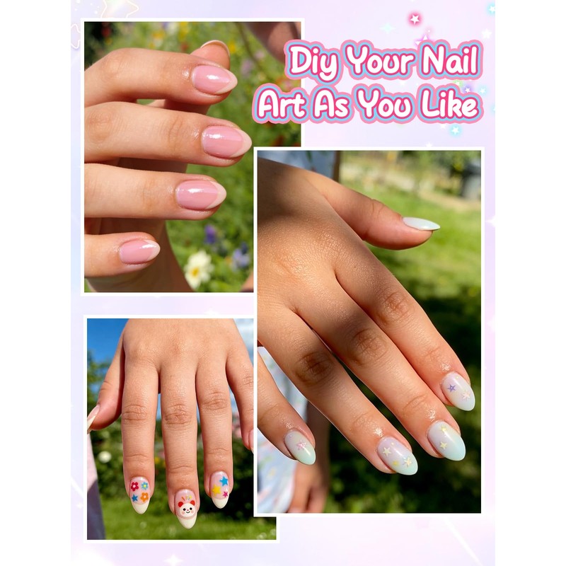 EBANKU Kids Fake Nails, 240PCS Short Almond Clear Nail Tips
