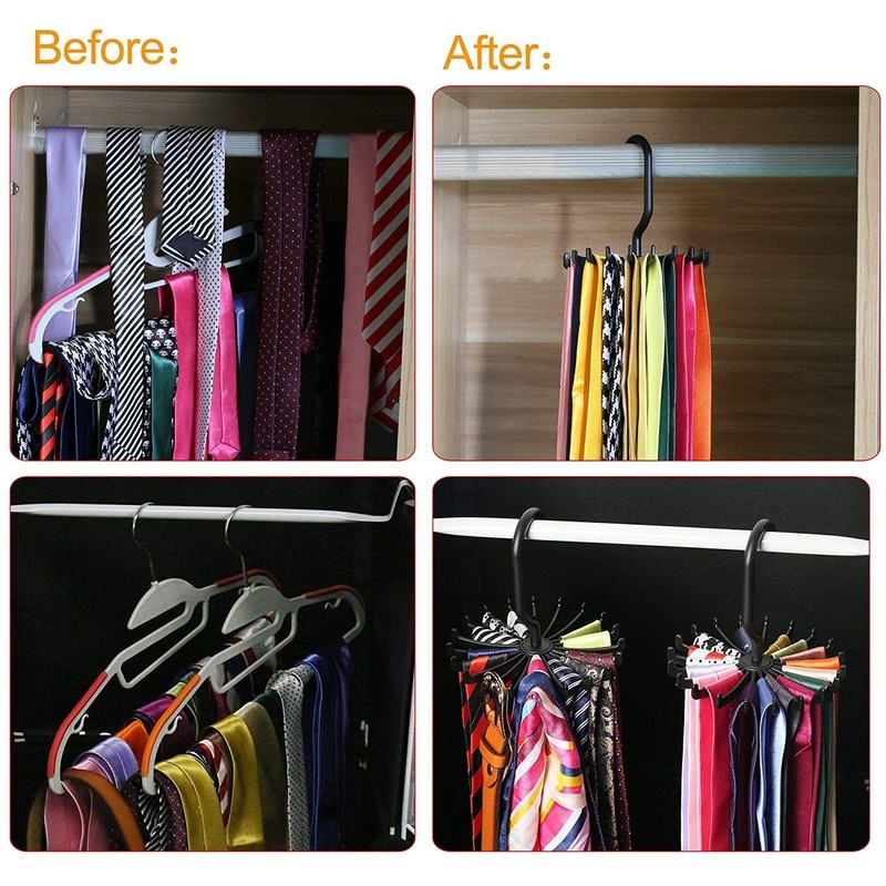SUNTRADE 4PCS 360 Degrees Rotating Scarf Tie Hanger 20 Hooks
