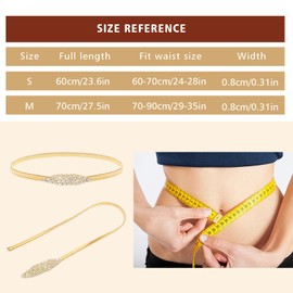 YEAMLTE Waist Belt Women's Skinny Metal Belt, Elastic Thin Chain Belt for Dress, Elastic Thin Waist for Matching Dresses, Daily Use, Wedding Supplies, gold, 60