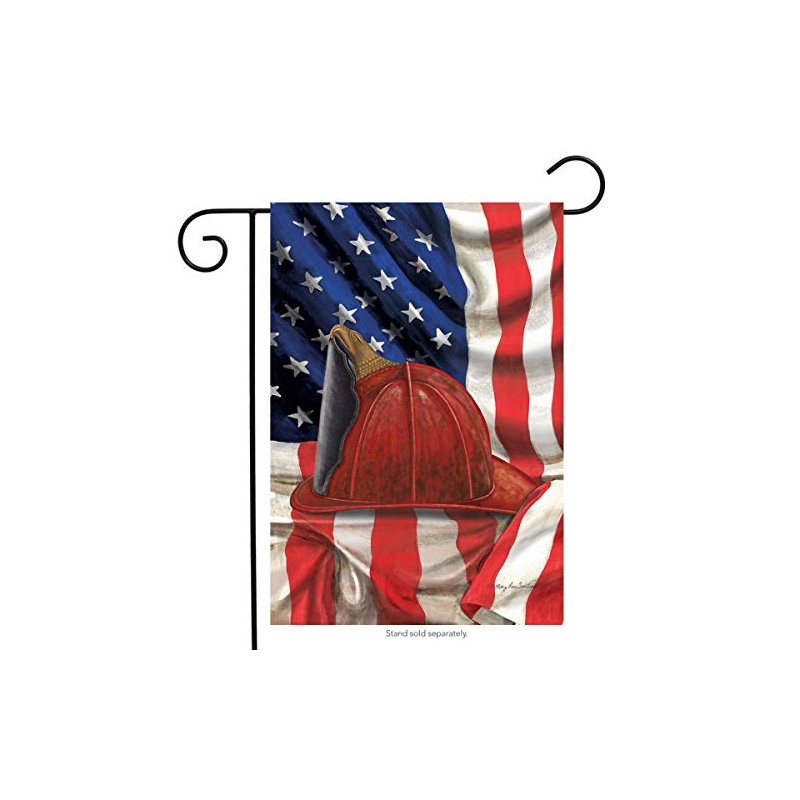 Briarwood Lane Fireman Helmet Garden Flag