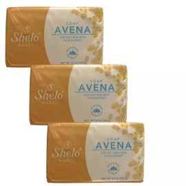 Shelo Nabel Avena 귀리 추출물 비누, 지성 피부용, 천연 추출물, 99.2g(3.5온스), 3개 팩 Shelo Nabel Avena Oat Extract Soap for Oily Skin, Natural Extracts, 99.2g(3.5oz), 3 Pack