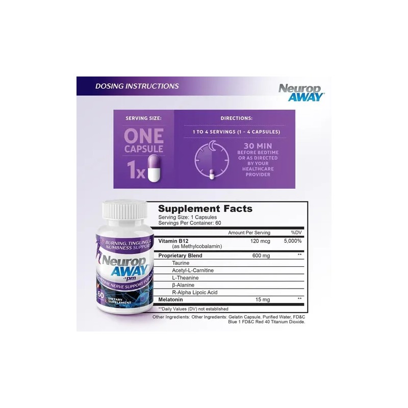 Suplemento Dietético Neuropaway PM Nerve Support con Vitamina B12, en