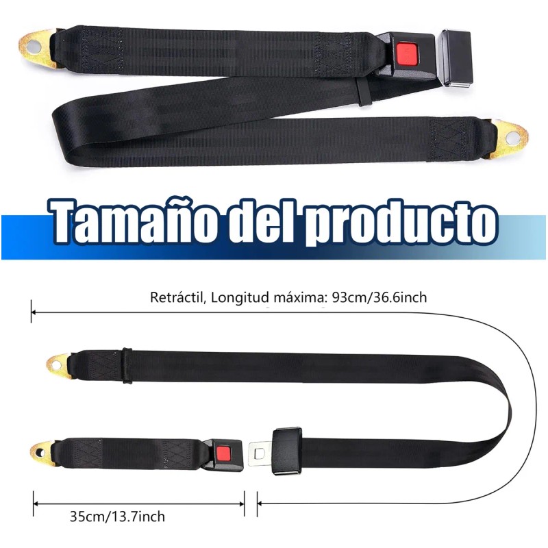 Cinturón De Seguridad De 2 Puntos Autos Universal 2 Piezas