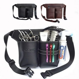Black Adjustable Easy-Buckle Hairdressing Scissor Case Waist Pouch for Tool Storage Brown Brown