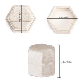 JEKUGOT Velvet Ring Box Jewelry Wedding Ring Box Wedding Double Slot Hex Ring Box Proposal Engagement Wedding Valentine Holds 2 Rings Gift Box