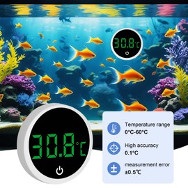 Aquarium Thermometer, Mini Aquarium Thermometer, LED Digital Display and High Precision Temperature Sensor, Touch Wake-Up, for Freshwater Marine Aquariums