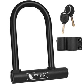 Bike U-Lock with 2 Keys, Heavy Duty High Security Anti-Theft Lock, Waterproof Rustproof Bicycle U-shaped Lock for Electric Scooter Mountain Bikes, Road Bikes, Shop Doors, Fences, with Mounting Bracket