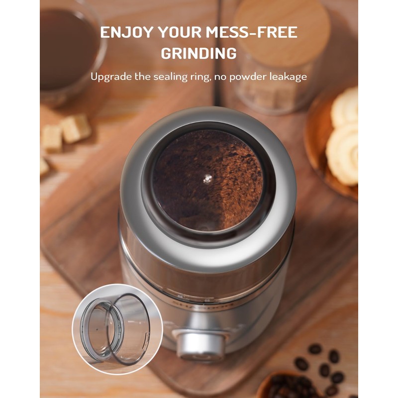 SHARDOR Adjustable Coffee Grinder Electric, Herb, Spice, Coffee Bean, Espresso