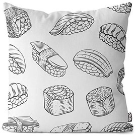 VOID Sushi Rolls Graphic Cushion Cover Sofa Cushion Decorative Outdoor Cushion Decorative Cushion Size: 40 x 40 cm
