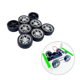 8PCS Toy Car Wheel RC Car Rubber Tire Wheel with Metal Shaft Axles for RC Car Truck DIY Model Toy Building Projects (2.5x37mm)