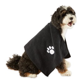 Bone Dry Pet Grooming Towel Collection Embroidered Absorbent Microfiber Drying Set, 15x30, Black, 3 Count