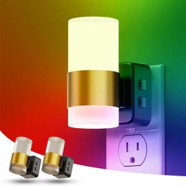 L LOHAS LED Night Lights Plug into Wall,[2-PACK] Color Changing Night Light with Rotatable Plug,Dusk to Dawn Sensor,Adjustable Brightness,RGB Nightlight for Kids Bedroom Bathroom Party Decor