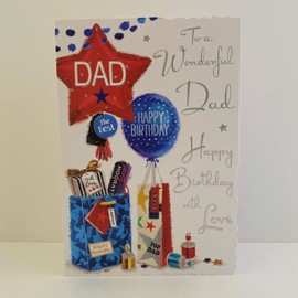 Jonny Javelin Wonderful Dad Happy Birthday With Love Card - Balloons Presents