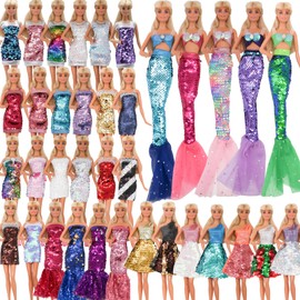 ZTWEDEN Doll Clothes Dress with Reversible Sequin Design Sequin Design Mermaid Dress Skirt Clothing Wedding Party Dresses Gown for 11.5 inch Girl Doll Play House (6 Styles)