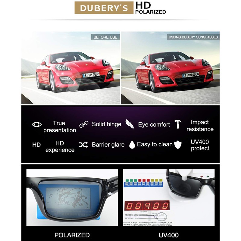 DUBERY Sport Polarized Sunglasses for Men UV Protection Driving Fishing