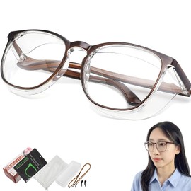 GOKEI Hay Fever Glasses, No Fog, Pollen Glasses, Double Sided, Anti Fog, Blue Light Cut, Pollen Protection, Splash Prevention, Hay Fever Glasses, Protection, Dustproof, Brown