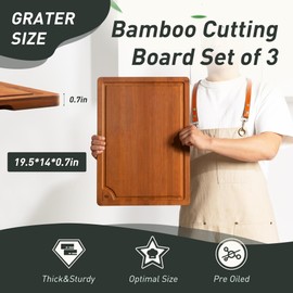 Extra Large Bamboo Cutting Board with Non Slip Feet and Over Sink Butcher Block Chopping Board Wooden Cutting Boards Solid Thick Juice Groove Big Xl XXl xlarge Kitchen Counter Organic Meat BBQ Kit