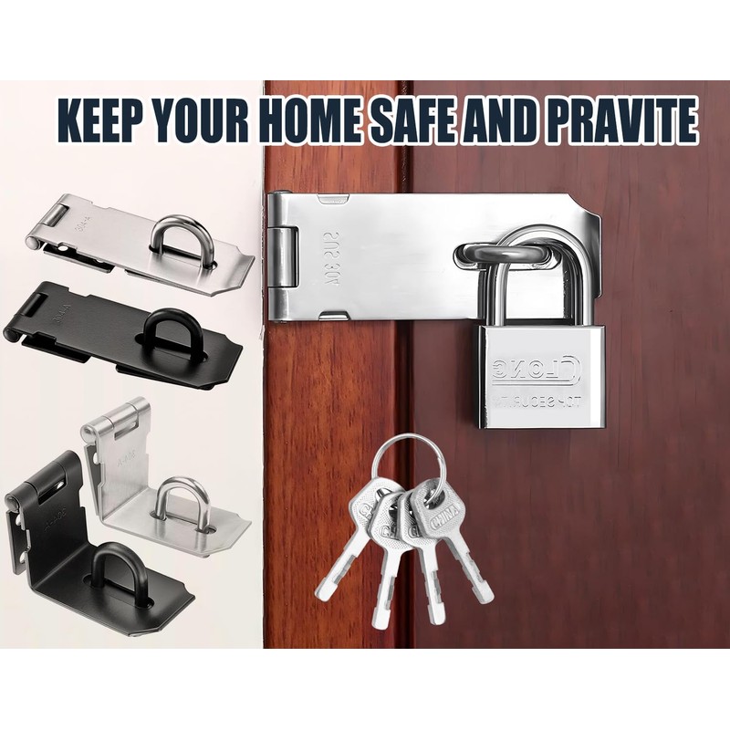 Litensh 4 Inch Stainless Steel Door Locks Hasp Latch with