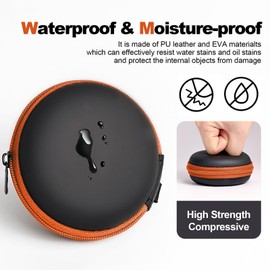 Travel Essentials Organizer Kit – Waterproof Cord Organizer & Round Earbud Case Travel Bag for Chargers, Headphones & Tech Accessories, Orange