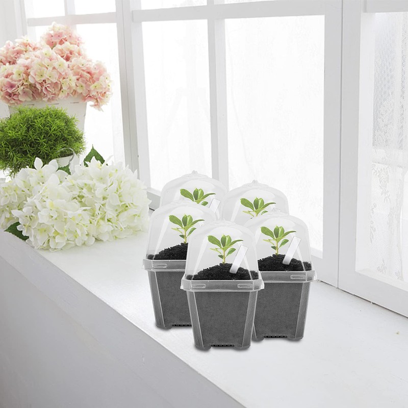 EBaokuup 30PCS Clear Plant Nursery Pots with Humidity Dome -