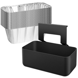 Erweicet Blackstone Grease Catcher, Blackstone Grease Trap with 24 Pack Foil Grease Cup Liners for Griddle Drip Pans