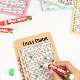 evelay Bingo Dabbers and Board Set - 3 Colorful Dabbers and 1 Game Board for Endless Bingo Fun