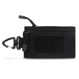 Small Wallet Men's Coin Purse with Zip Carabiner, Small Purse Small Purse Mini Wallet Coin Purse Zip Pouch Coin Bag for Men Women, black, Small wallet for men and women
