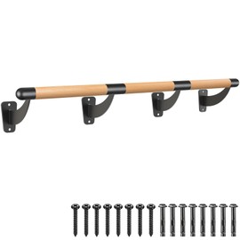 SELEWARE Ballet Barre for Drywall Stud & Concrete Wall Mount Wood Ballet Bar Dance Bar Traditional Ballet Barre System for Home Barre Movements Body Stretch 1.5 inch Dia 12 ft Long