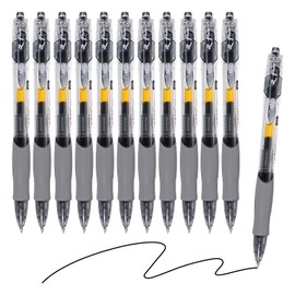 M&G Gel Pen Medium Point 0.5mm, 12 Pack Quick Dry Smooth Retractable Black Gel Ink Rollerball Pen for Home Office Writing Note Taking Journaling Business, Style 2