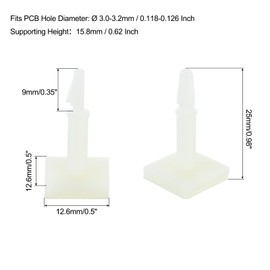 MECCANIXITY 55 Pcs Adhesive PCB Spacer, White, Nylon, Sticky, 0.62" Height, Fits 3mm-3.2mm PCB Hole