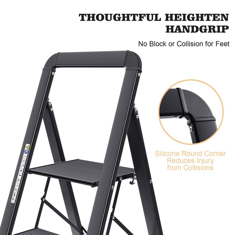KINGRACK Aluminium 5 Step Ladder, Lightweight Step Stool with Non-Slip