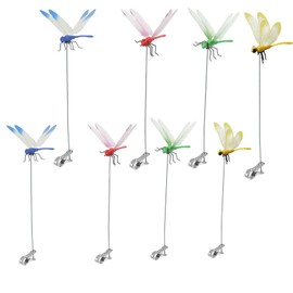 QUJIFETU Fake Dragonfly Clip, Outdoor Simulation Dragonfly Clip,Natural Organic Concept Insert Pole Clip,4 Colors Dragonfly Garden Ornaments for Garden Decoration