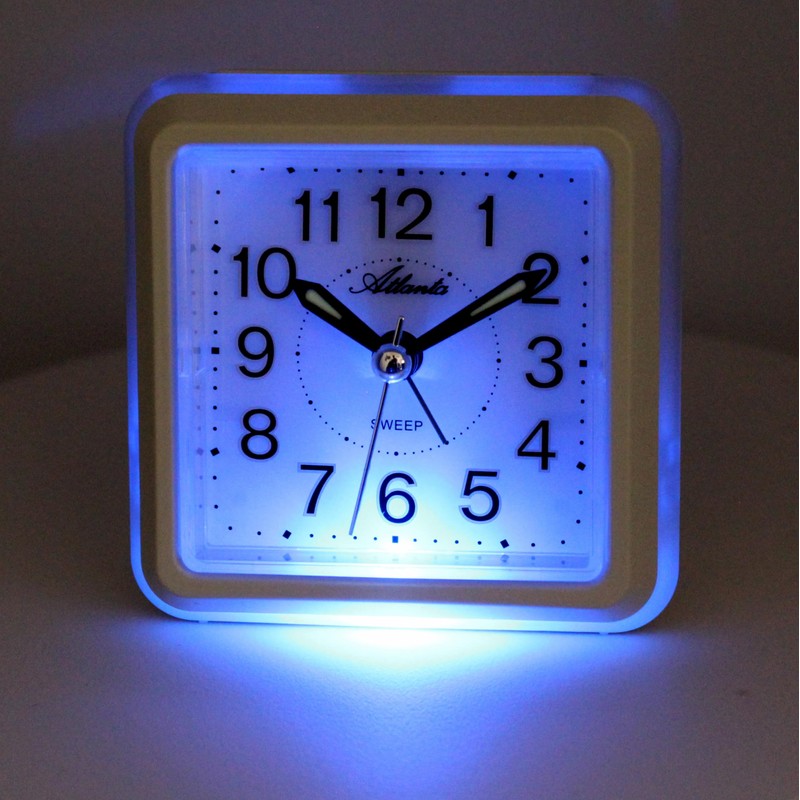 Alarm clock without ticking silent with light rainbow colours snooze