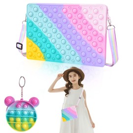 Push Pop Shoulder Bag, Set of 2, Squeeze Toy, Children's Wallet, Shoulder Bag, Stress Relief, Decompression Goods, Crossbody Bag, Bubble, Lightweight, Cute, Coin Purse, Small Storage, Birthday,