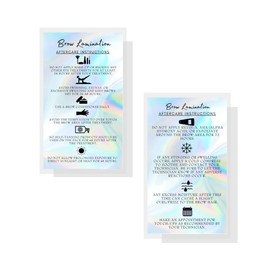 Brow Lamination Aftercare Cards | 50 Pack | 2x3.5” inches Business Card Size | Starter Lift Kit At Home DIY Brow Lift and Tint | Snatched Brows Non Reflect Matte Rainbow Holographic Look Design