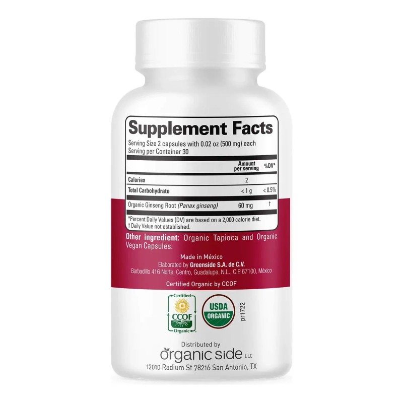Os Organic Side Ginseng 60 Cápsulas Energía Stress