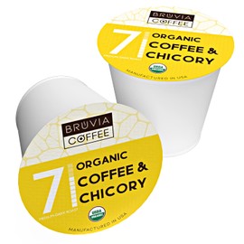 Organic Coffee & Chicory Pods for Keurig - Half Caff Coffee with Chicory for K Cup Brewer - Premium Chicory Coffee Blend - 36 Count Coffee Pods (Pack of 1) by Bruvia