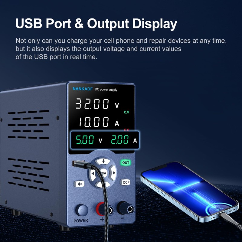 DC Power Supply, 3V 10A Variable Power Supply with Output