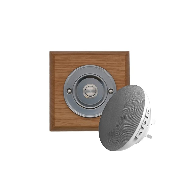 Modern Living Square Wireless Doorbell in Honey and Brushed Nickel