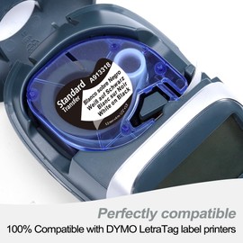 Wonfoucs Compatible with Dymo LetraTag XR 12 mm x 4 m Plastic Label Tape as Replacement Bands 913318 for Dymo Letratag XR LT-100H LT-110T LT-200B XM 2000 Label Printer, White on Black, Pack of 5