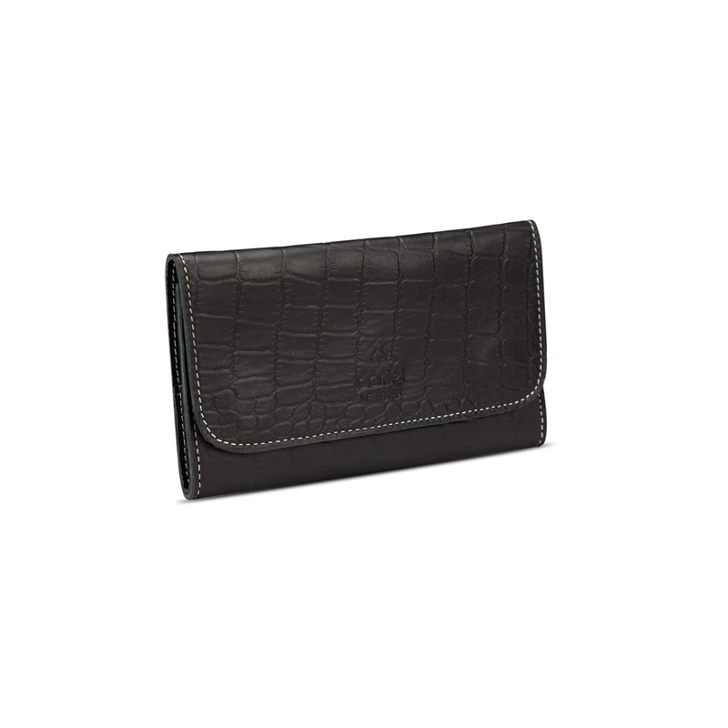 Genuine Croc Leather Premium Quality Rolling Bacci Pouch (Black)