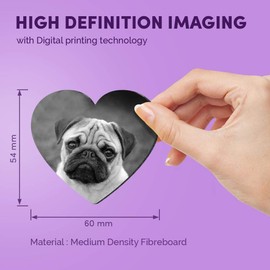 1 x Heart MDF Magnets - Cute Tan Pug Dog Puppies Pets Animals 41304