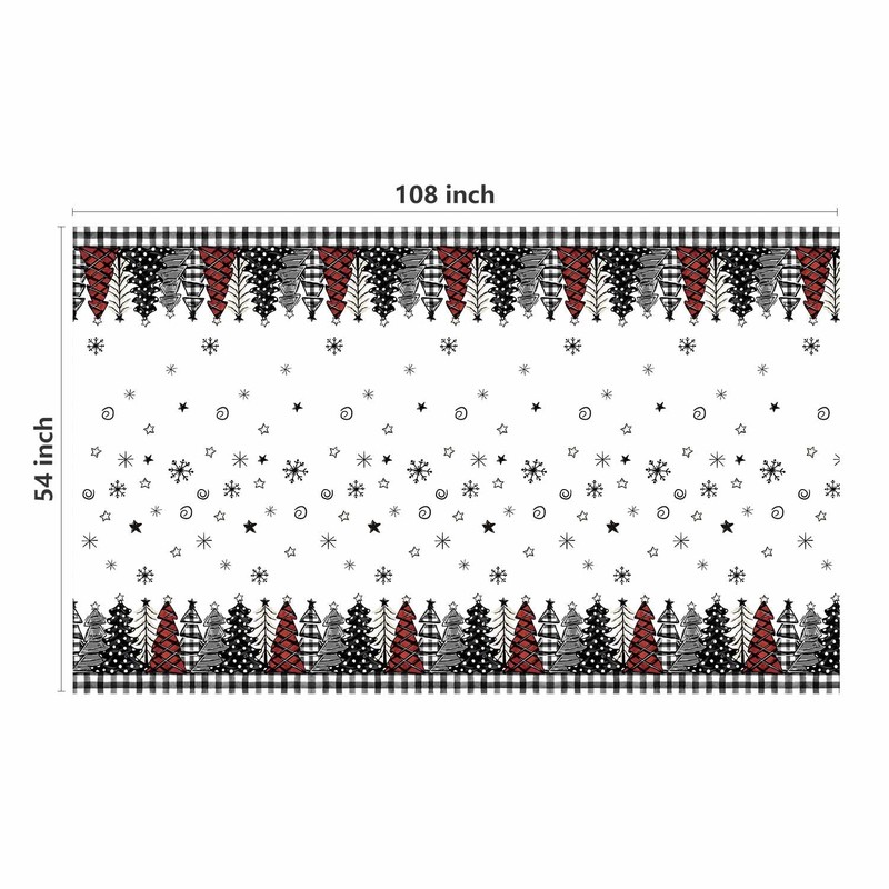 Horaldaily 1 Pack Christmas Disposable Tablecloth, Snow Trees Plastic Rectangular