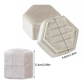 YYlingx Velvet Jewelry Ring Box, 3 Slots Hexagon Jewelry Ring Display Holder Case for Proposal Engagement Wedding Valentine's Day