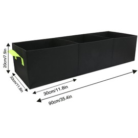 Auroal Plant Grow Bags, 2 Pack Fabric Raised Planting Bads, 3 Holes Rectangle Grow Bag, 15 Gallon Breathable Potato Tomato Planter Pots for Outdoor Vegetables Plant Flowers(Black)